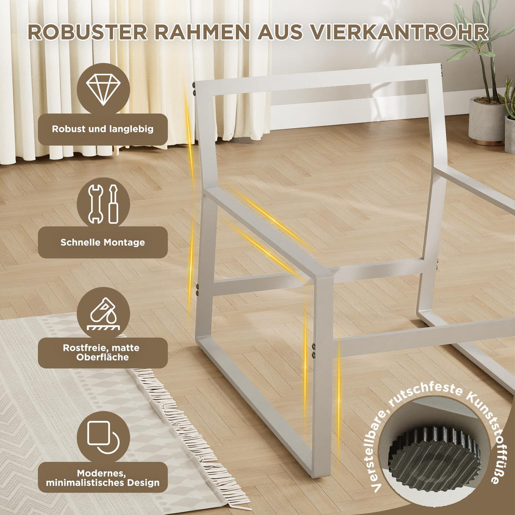 ALAULM Moderner Sessel mit Hocker Lounge-Sessel aus Textilene-Gewebe mit Metallrahmen, Mid-Century Armlehnstuhl für Wohnzimmer, Schlafzimmer & Büro