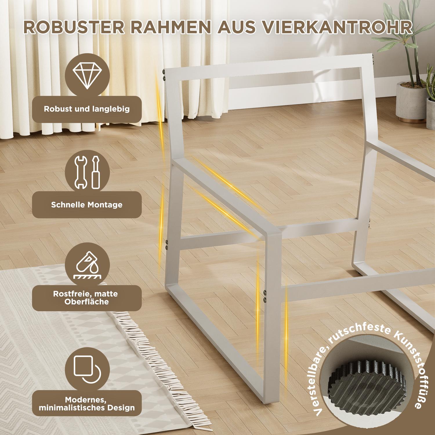 ALAULM Moderner Sessel mit Hocker Lounge-Sessel aus Textilene-Gewebe mit Metallrahmen, Mid-Century Armlehnstuhl für Wohnzimmer, Schlafzimmer & Büro