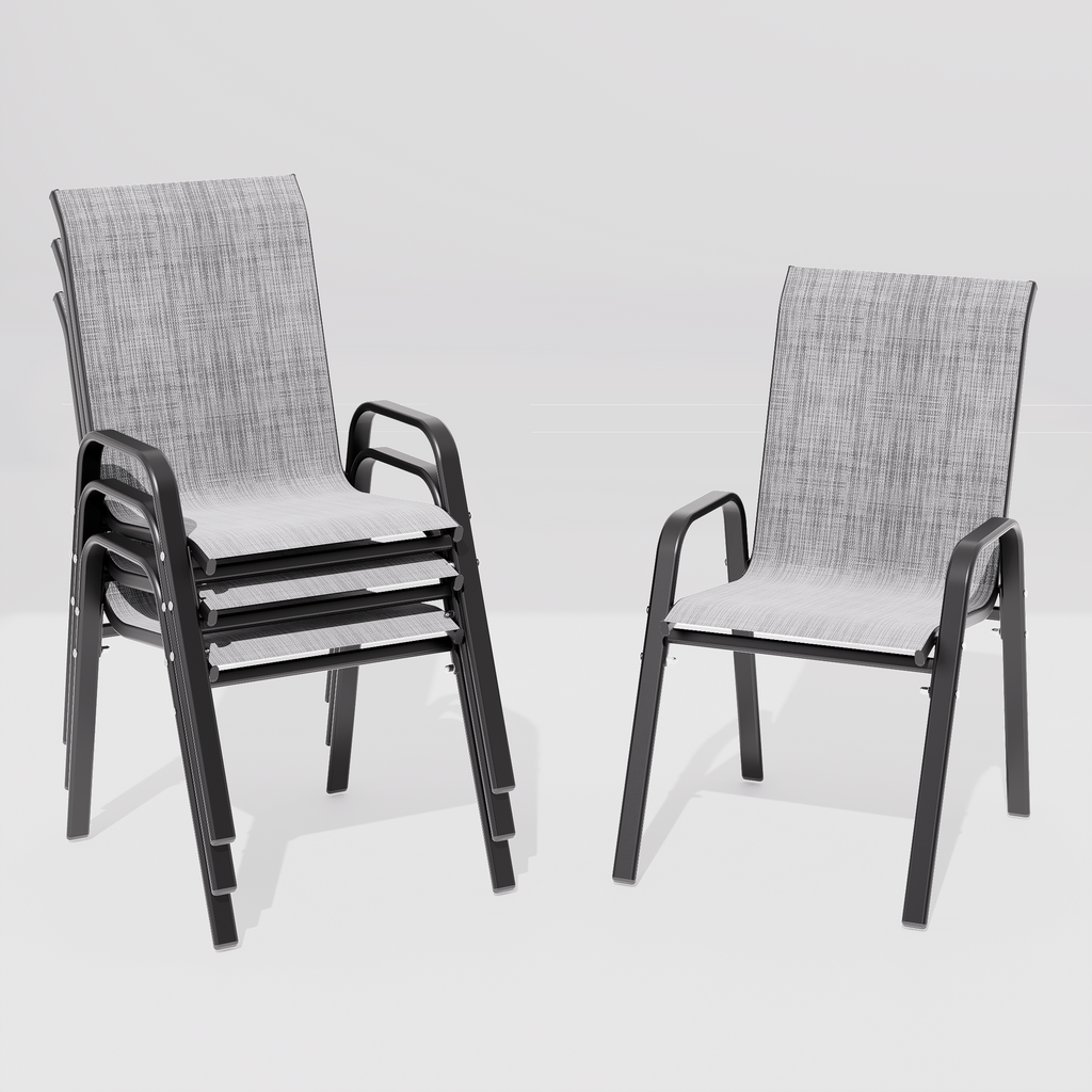 ALAULM Outdoor Stackable Dining Chairs with Armrest