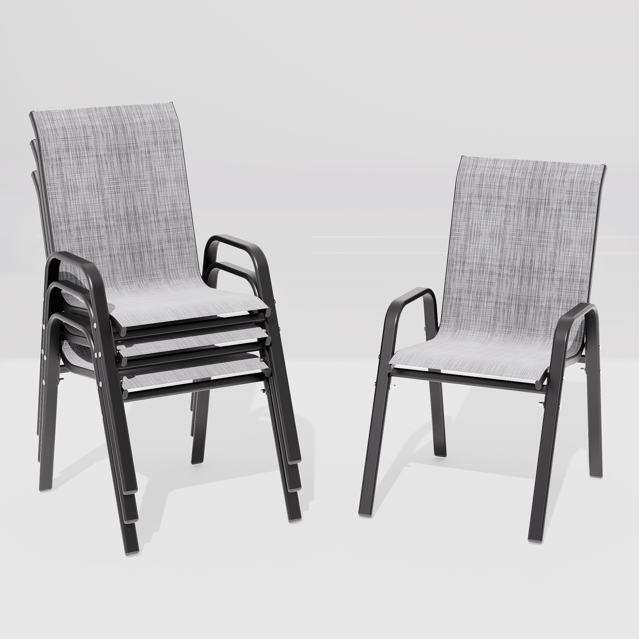 ALAULM Outdoor Stackable Dining Chairs with Armrest