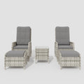 ALAULM Rattan Garden Furniture Set Outdoor Lounge Furniture, Adjustable 2-Seater Patio Furniture with 118° Backrest & Footstool, High-Quality Cushions & Glass Table, Weatherproof