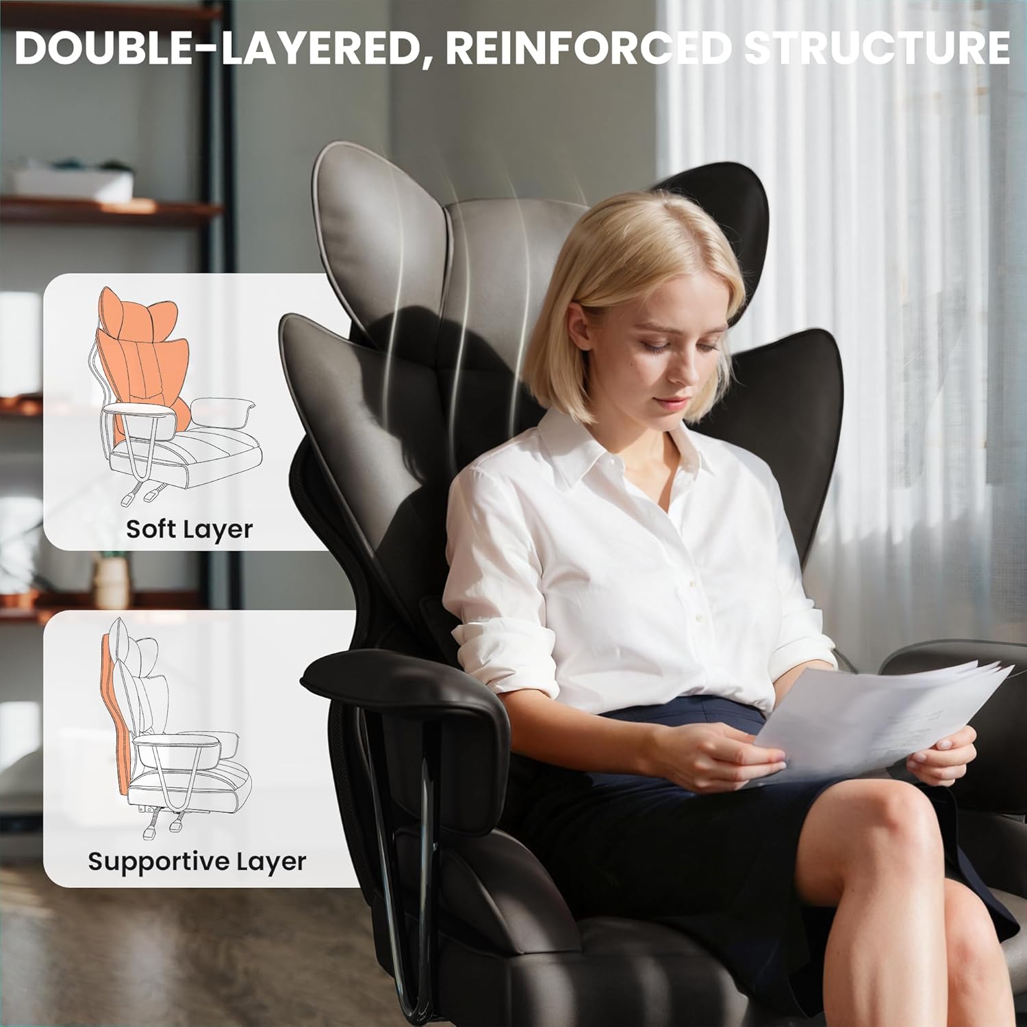 Adjustable leather office chair 