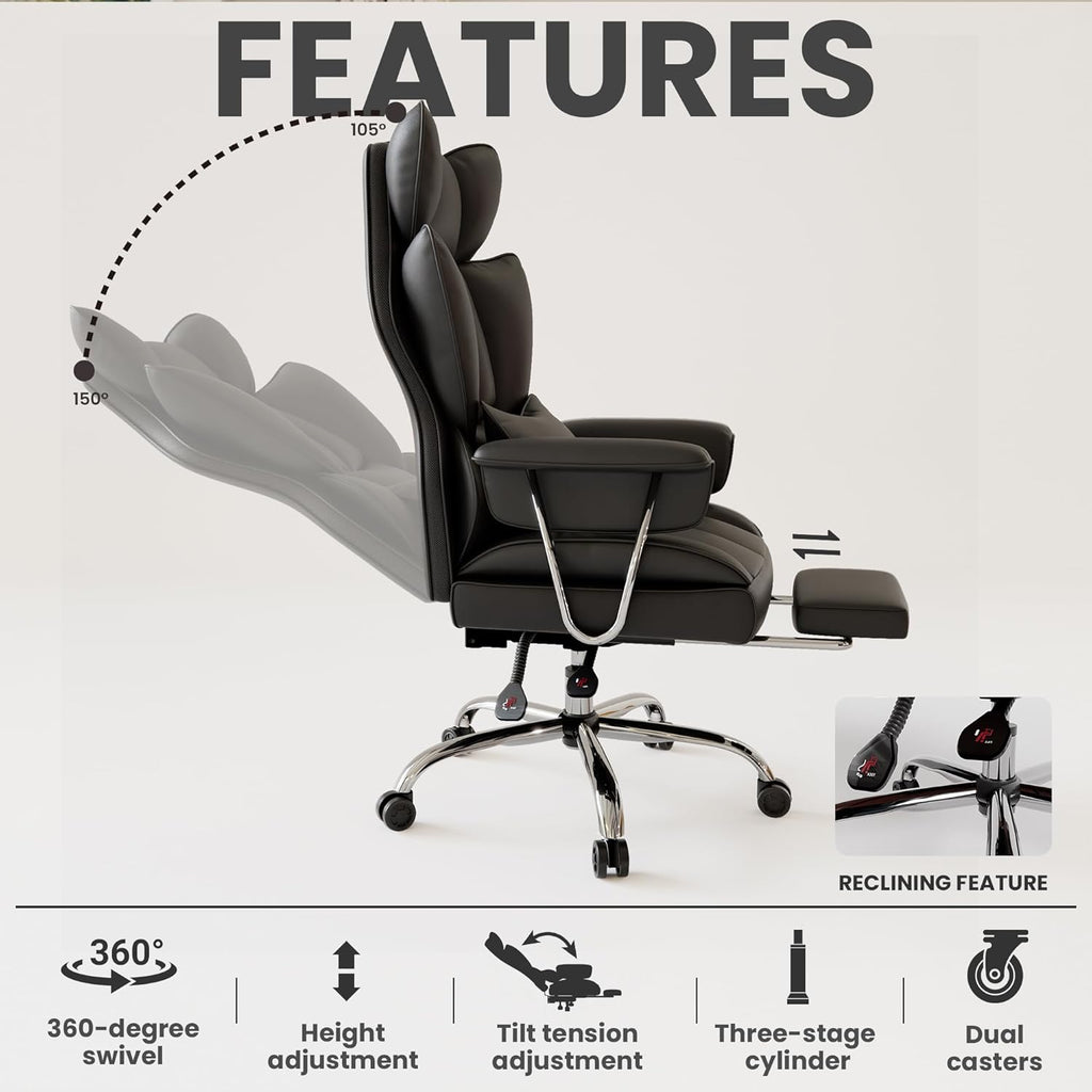 Adjustable leather office chair 