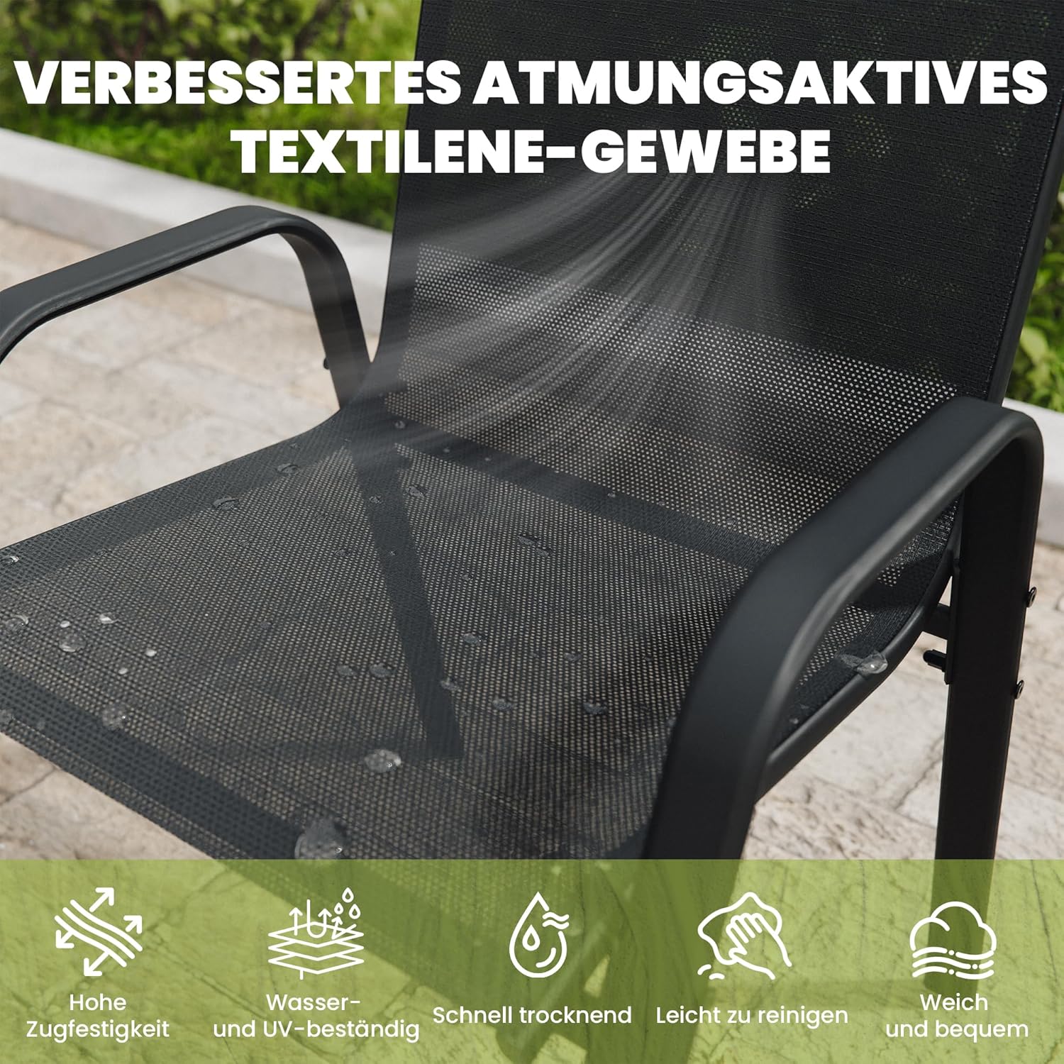ALAULM Outdoor Stackable Dining Chairs with Armrest