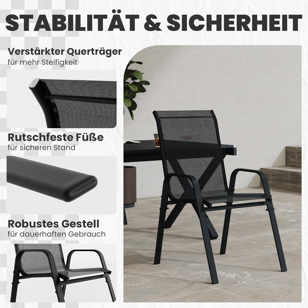 ALAULM Outdoor Stackable Dining Chairs with Armrest