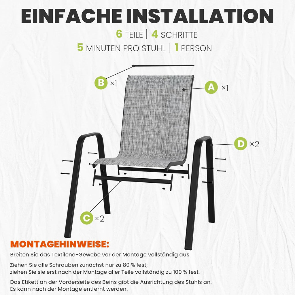 ALAULM Outdoor Stackable Dining Chairs with Armrest