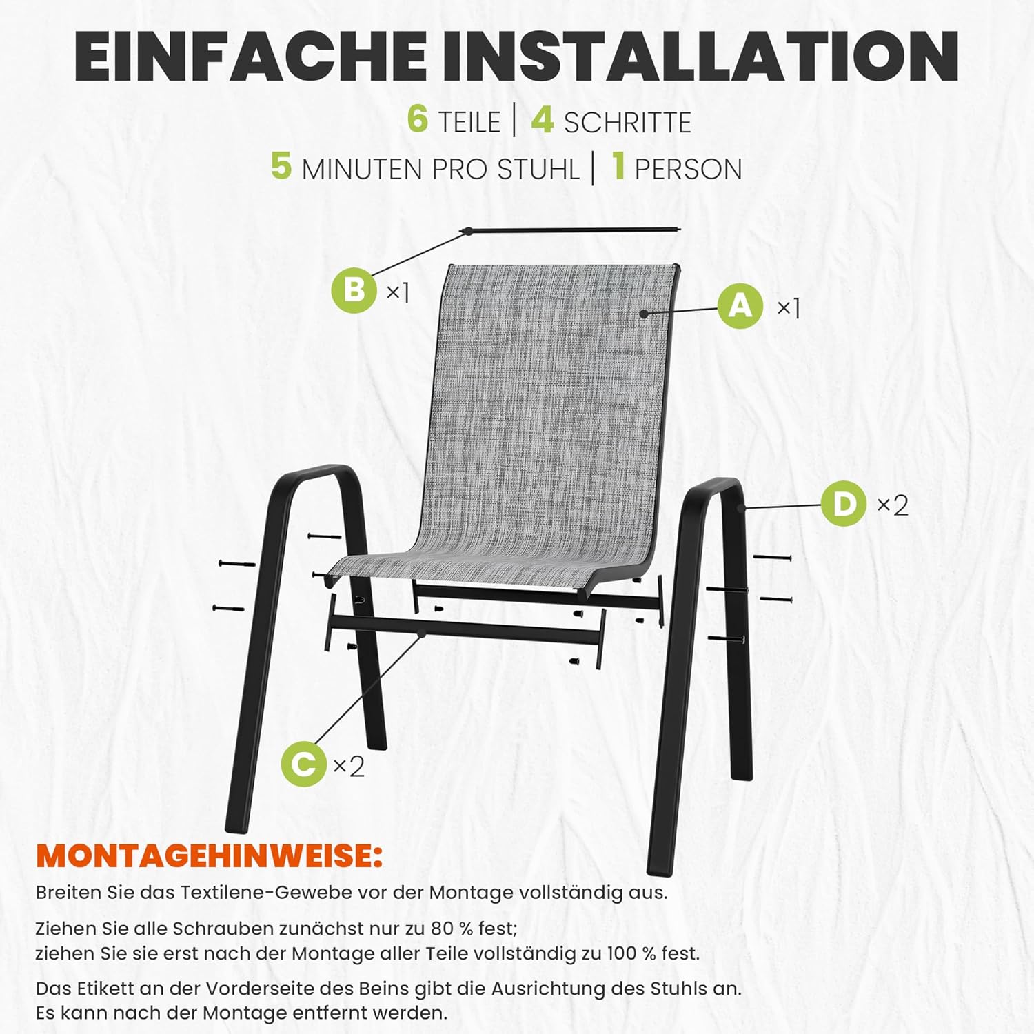 ALAULM Outdoor Stackable Dining Chairs with Armrest
