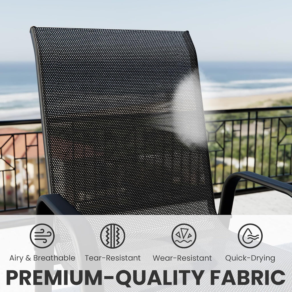 ALAULM Outdoor Stackable Dining Chairs with Armrest