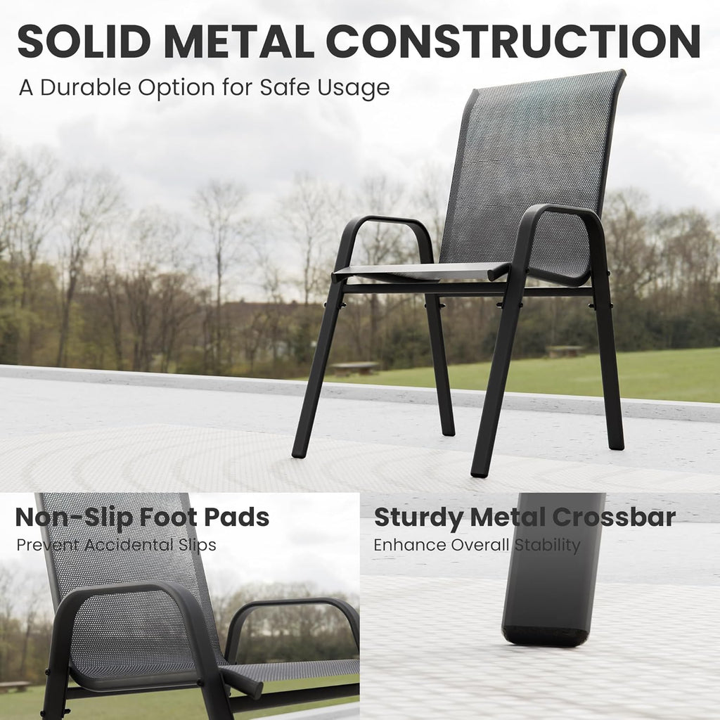 ALAULM Outdoor Stackable Dining Chairs with Armrest