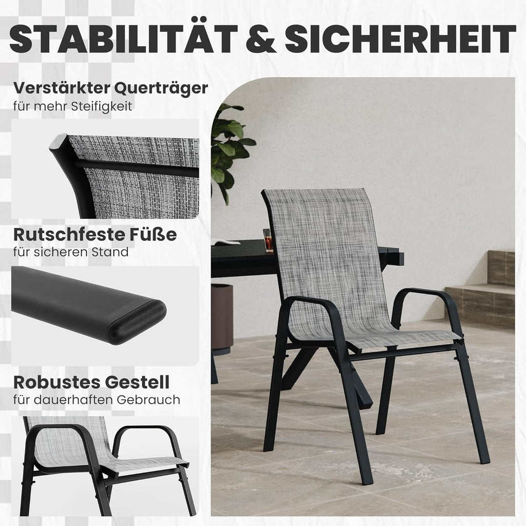 ALAULM Outdoor Stackable Dining Chairs with Armrest