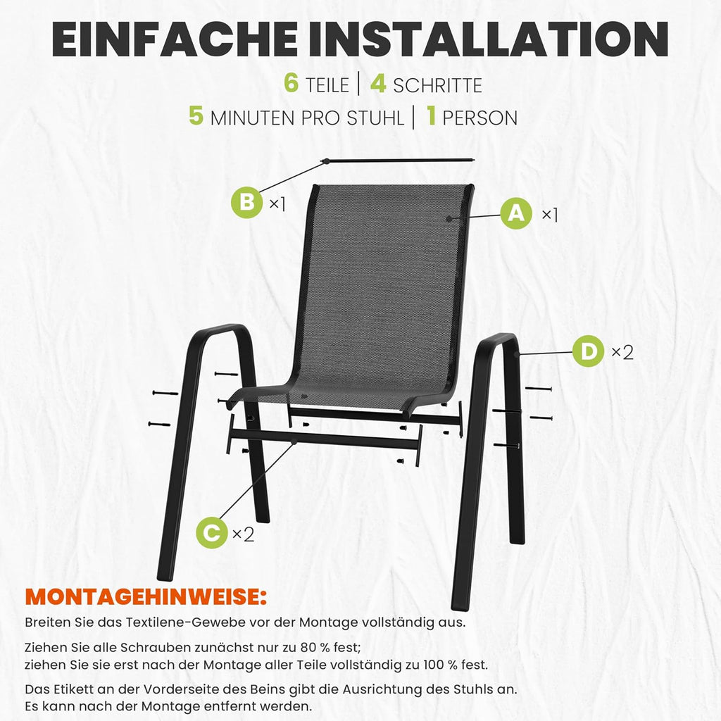ALAULM Outdoor Stackable Dining Chairs with Armrest
