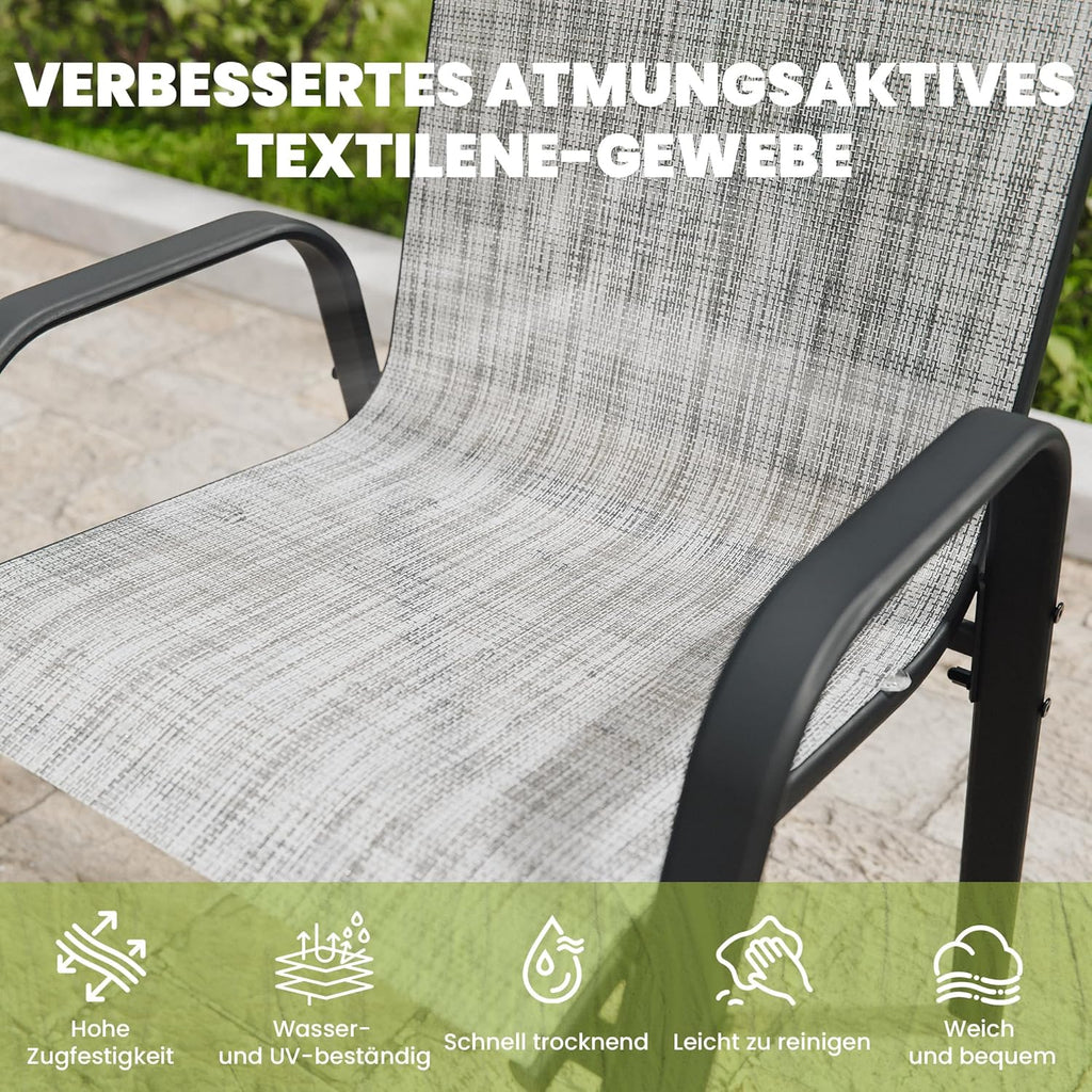ALAULM Outdoor Stackable Dining Chairs with Armrest