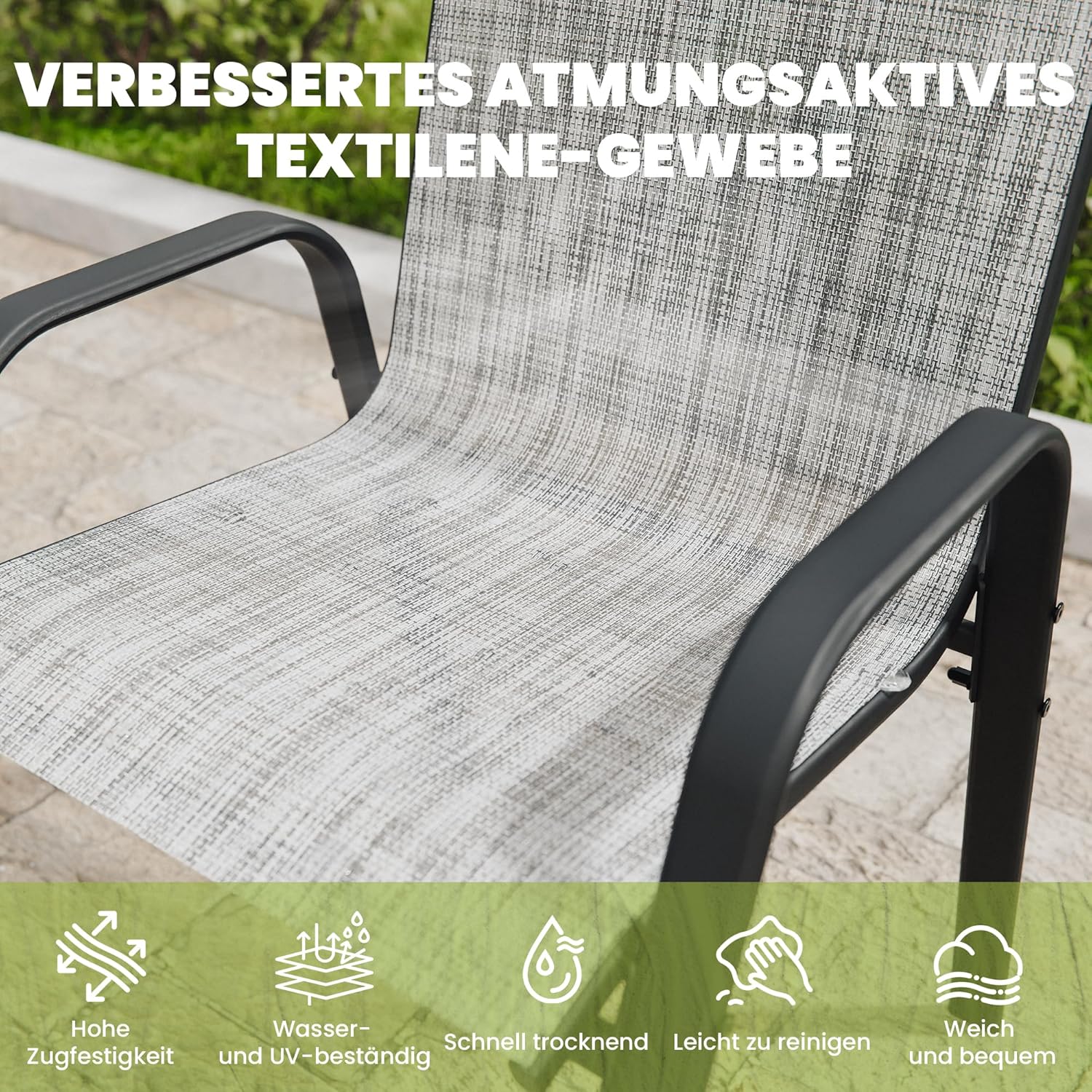 ALAULM Outdoor Stackable Dining Chairs with Armrest