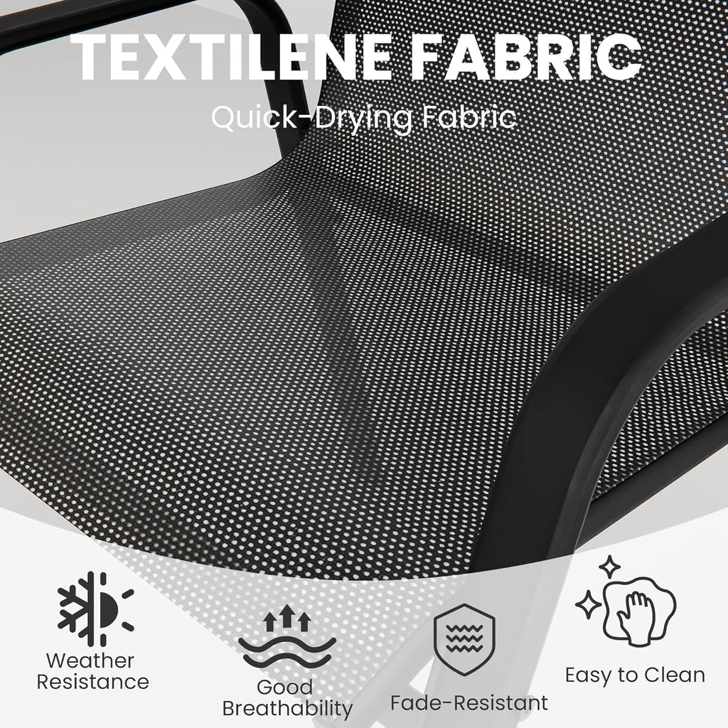 ALAULM Outdoor Stackable Dining Chairs with Armrest