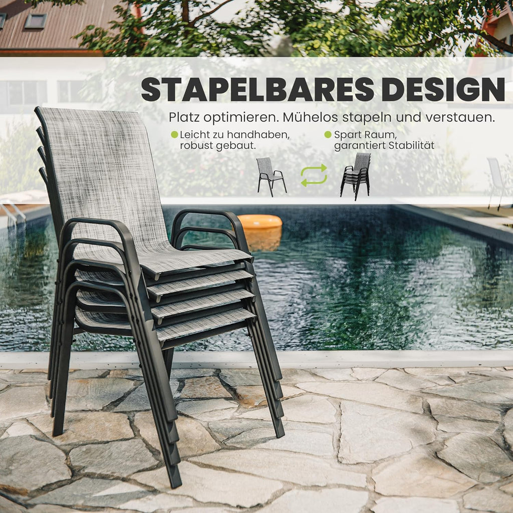 ALAULM Outdoor Stackable Dining Chairs with Armrest