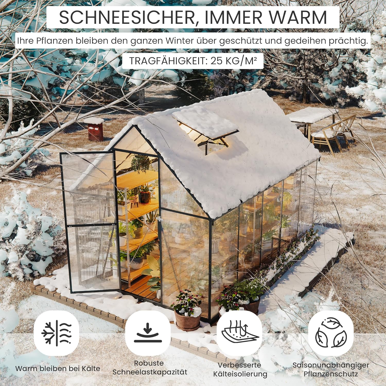 ALAULM Polycarbonate Greenhouse