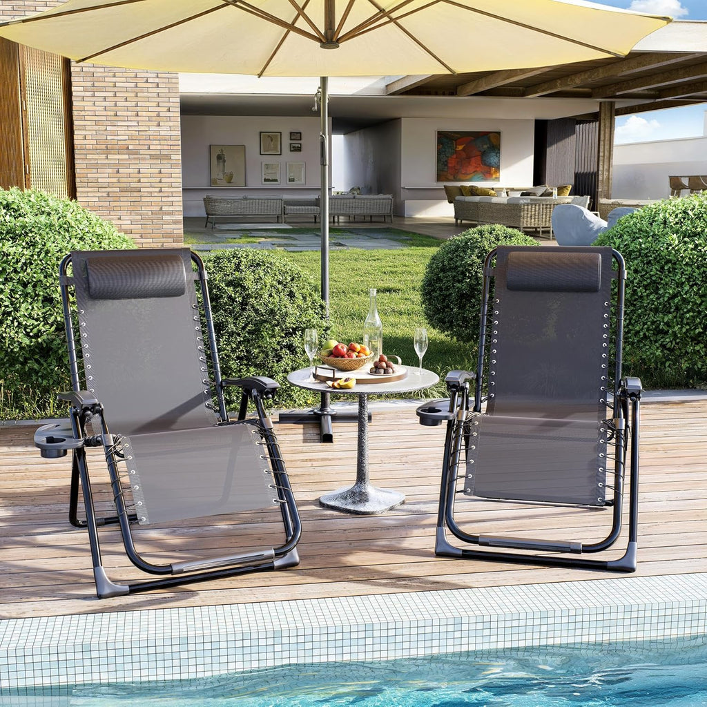 ALAULM 2pcs Zero-Gravity Recliner with Cup Holder