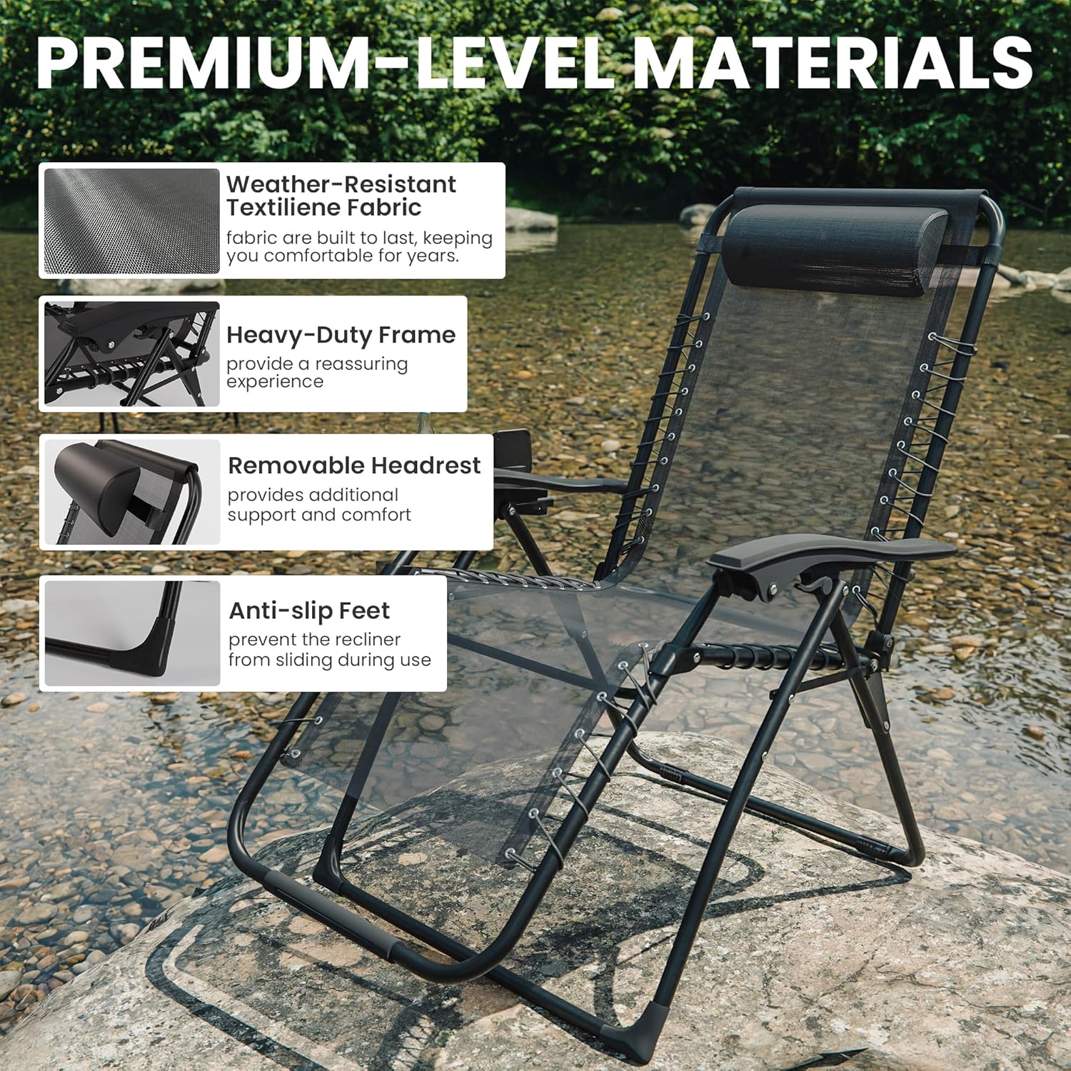ALAULM 2pcs Zero-Gravity Recliner with Cup Holder