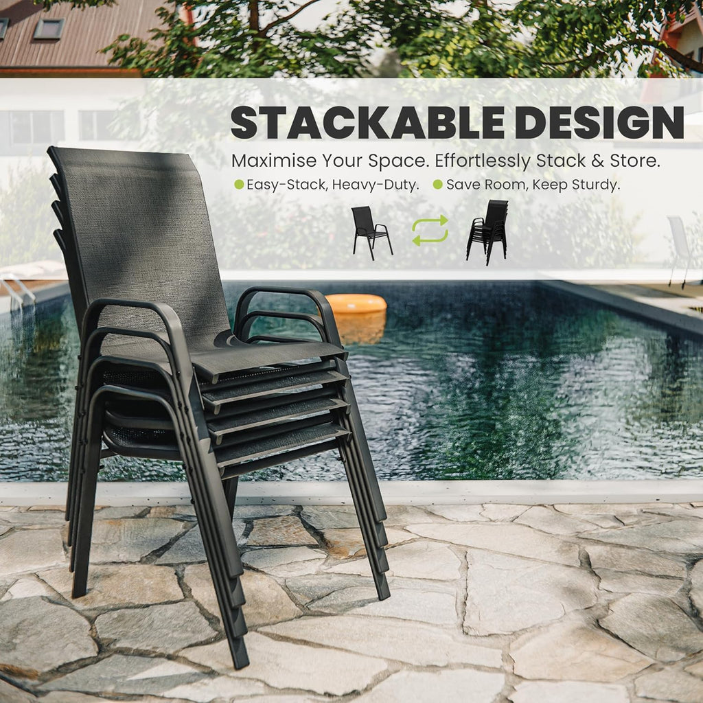 ALAULM Outdoor Stackable Dining Chairs with Armrest