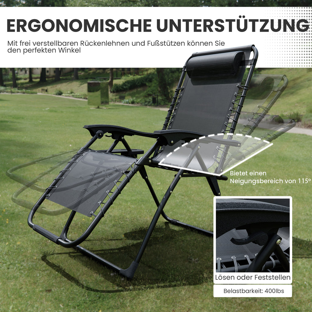ALAULM 2pcs Zero-Gravity Recliner with Cup Holder