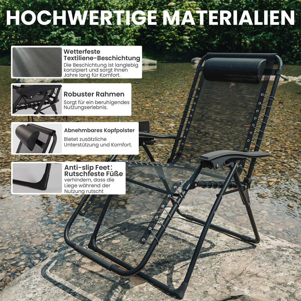 ALAULM 2pcs Zero-Gravity Recliner with Cup Holder