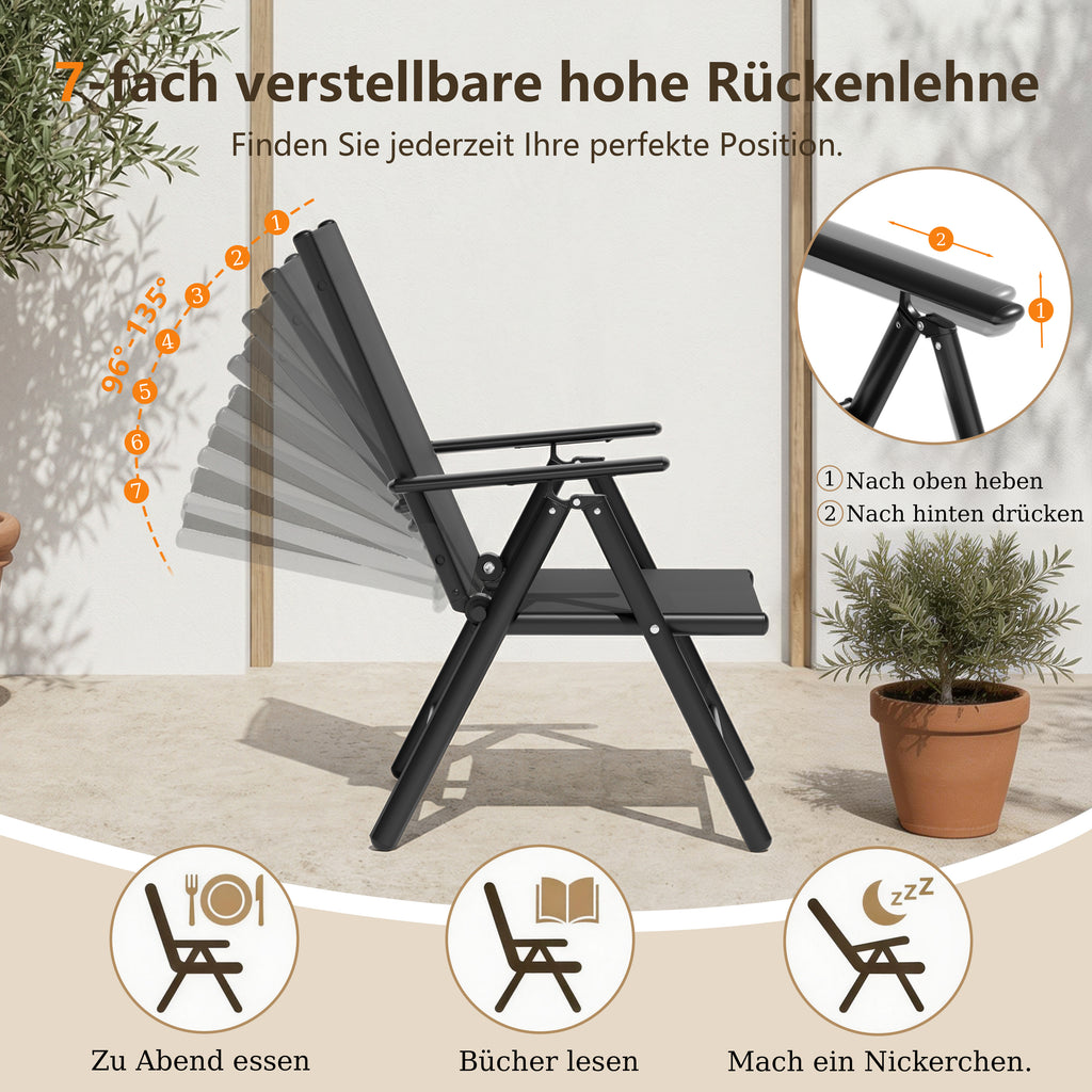 ALAULM Textilene Garten-Essstühle für den Außenbereich