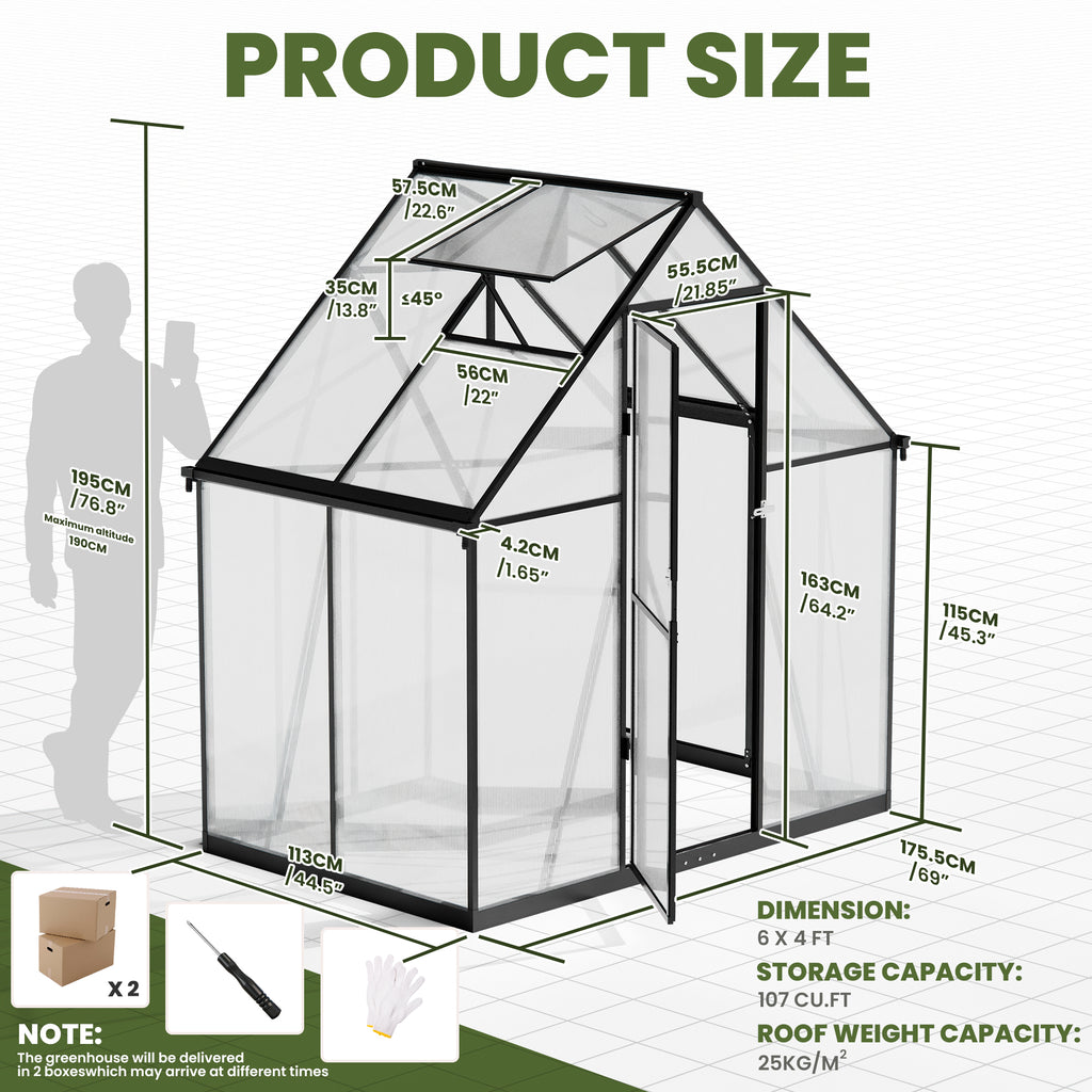 ALAULM Polycarbonate Greenhouse