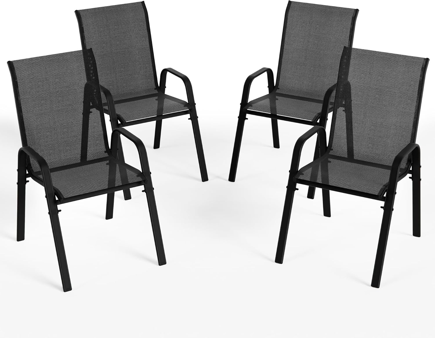 ALAULM Outdoor Stackable Dining Chairs with Armrest