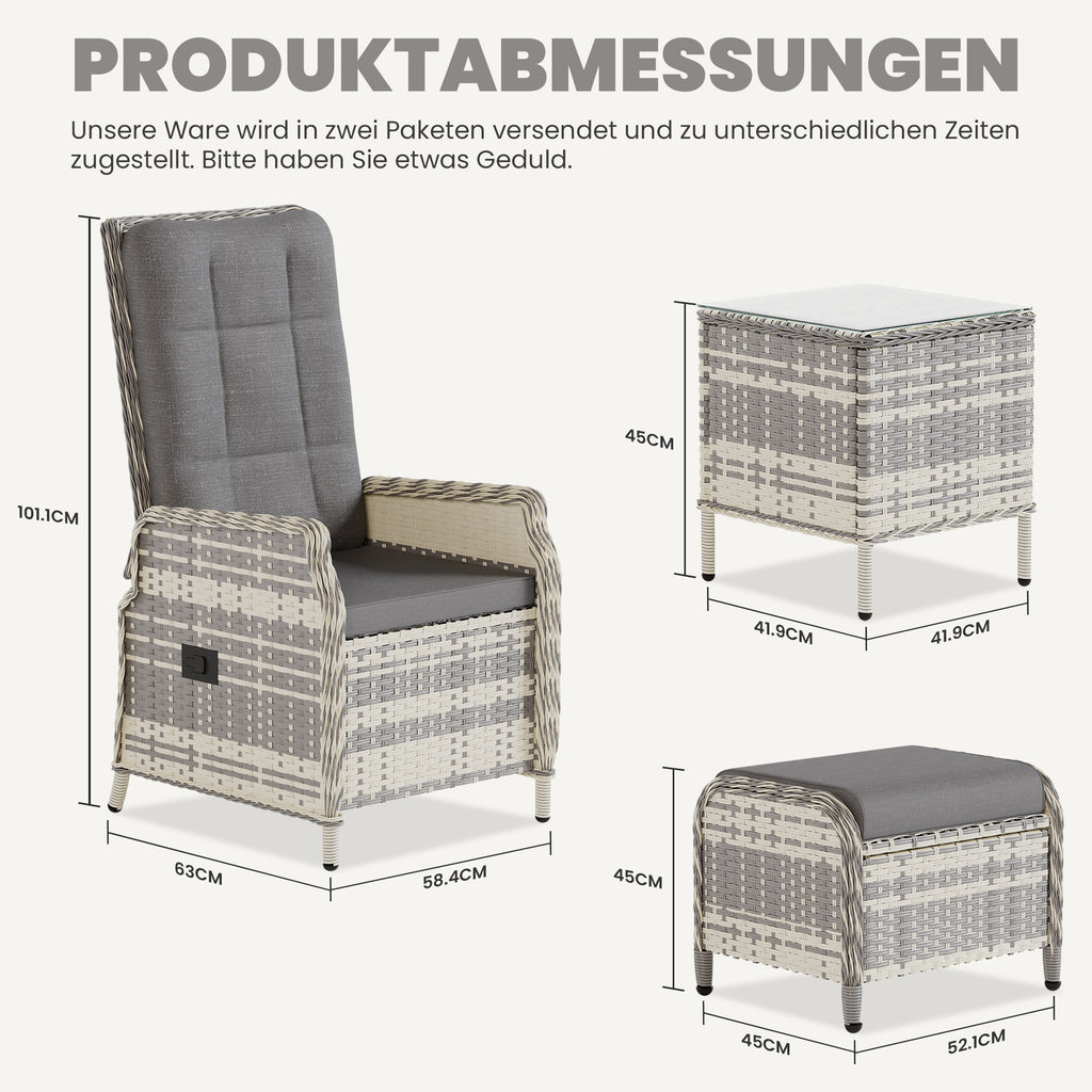 Adjustable 2-seater patio sofa 