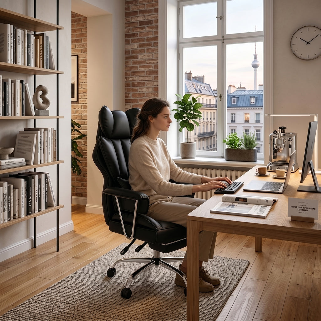 ALAULM Office Chair,Ergonomic Desk Chair with Lumbar Support,Adjustable Height,Tilt Function,High Back Computer Chair for Home & Office Use